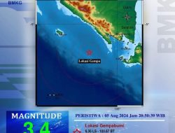 Malam Ini Pesisir Barat Lampung 4 Kali Diguncang Gempa, Gempa Terbesar dengan Magnitudo 5,1