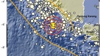 Wilayah Pesisir Barat Lampung Diguncang Gempa Tektonik 5,2 SR