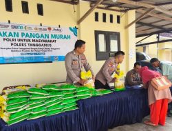 Polsek Cukuh Balak Gelar Gerakan Pangan Murah, 100 Sak Beras Ludes Terjual